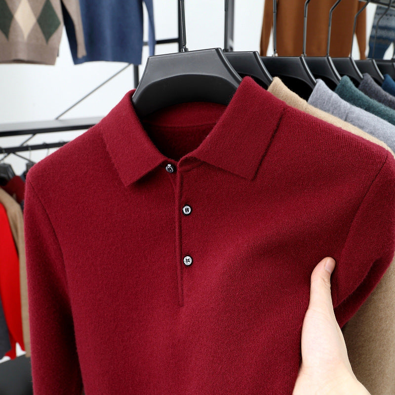 š„Men's autumn and winter new men's business cashmere knitted polo