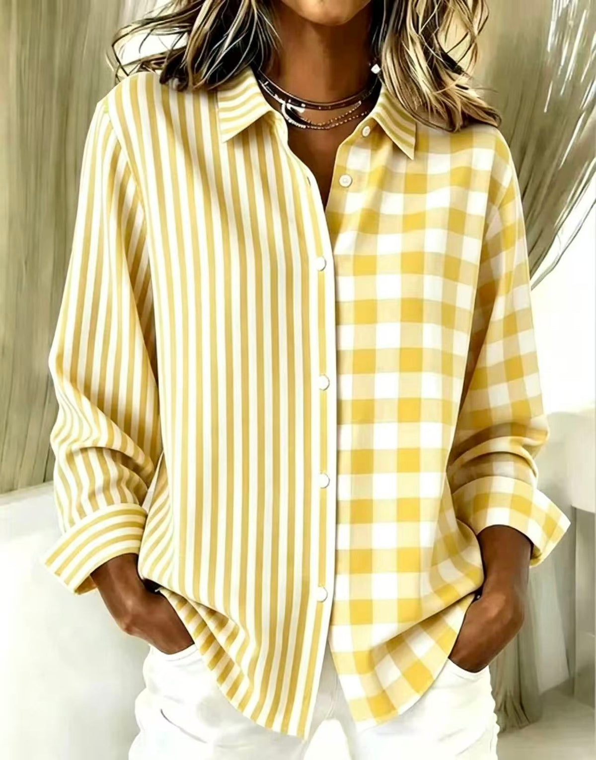 🔥New Arrival Stripe & Plaid Patchwork Shirt