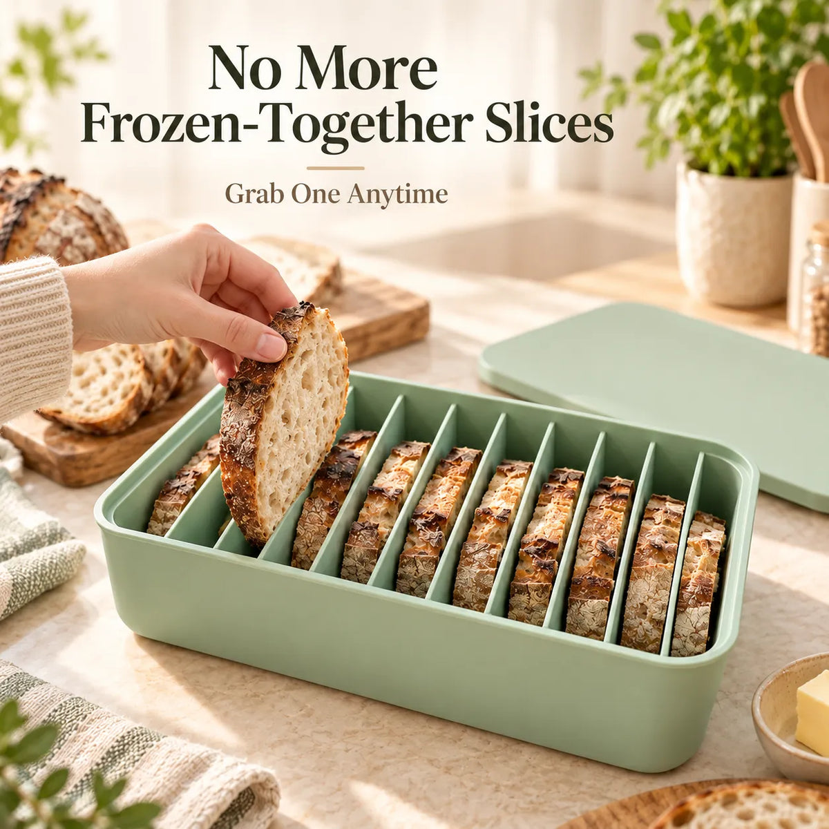 🍞 11-Slot Silicone Bread Freezer Box — Keep Sourdough Slices Separate ❄️