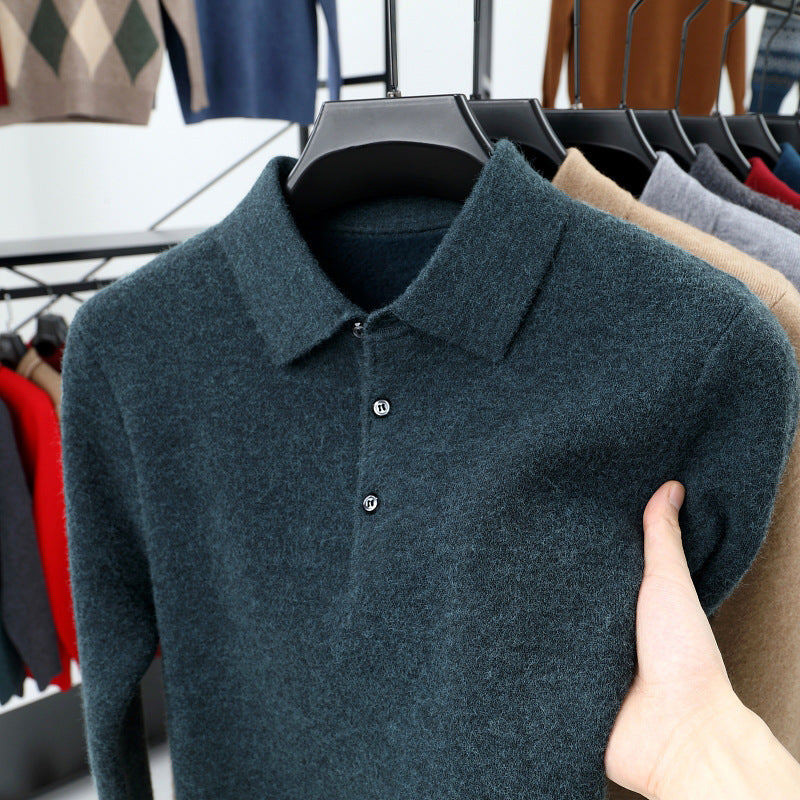 🔥Men's autumn and winter new men's business cashmere knitted polo