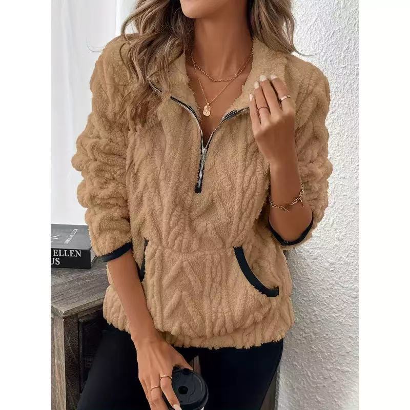 🍁New Fall Collection-Half-Zip Fuzzy Pocket Sweatshirt