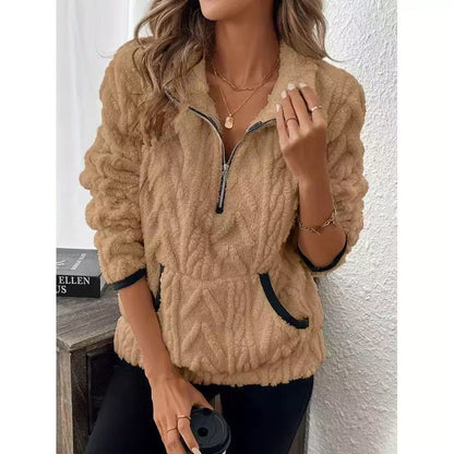 🍁New Fall Collection-Half-Zip Fuzzy Pocket Sweatshirt