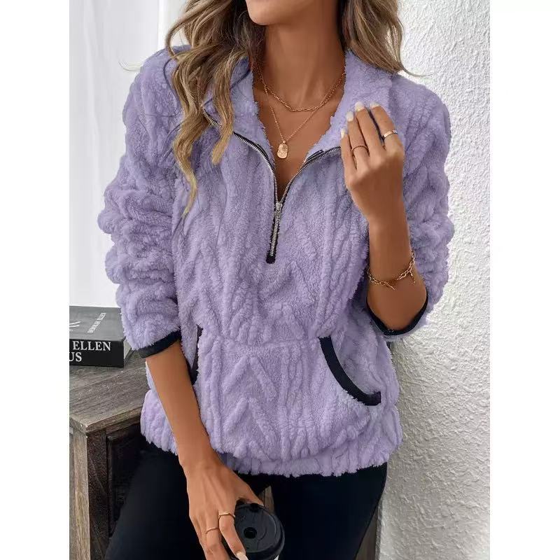 🍁New Fall Collection-Half-Zip Fuzzy Pocket Sweatshirt