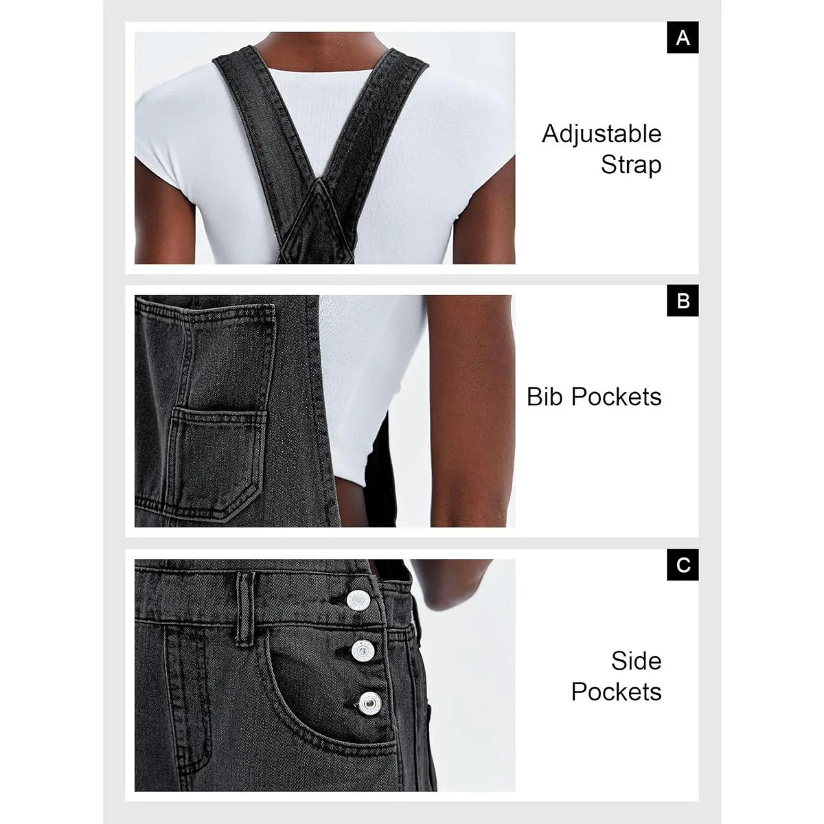 🌿🌿LAST DAY SAVE 49%⌛Imily Bela Womens Denim Bib Overalls Barrel-Leg Loose-Fit
