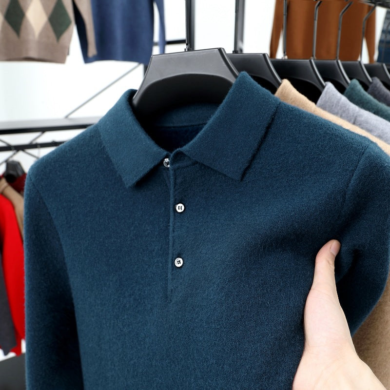 🔥Men's autumn and winter new men's business cashmere knitted polo