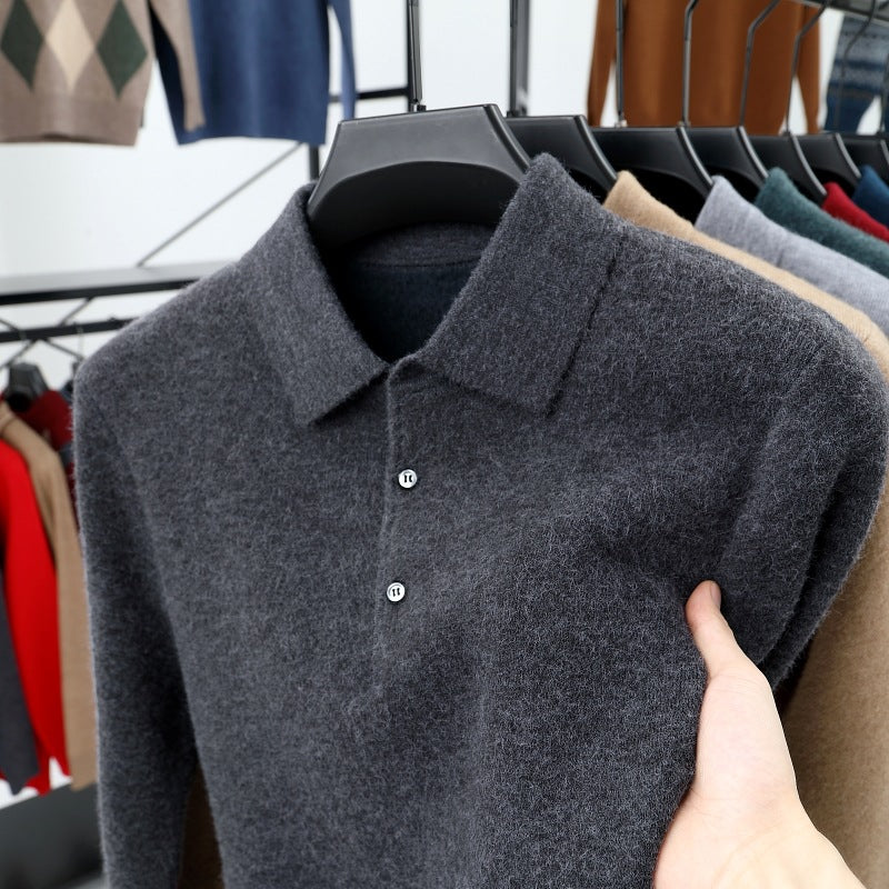 🔥Men's autumn and winter new men's business cashmere knitted polo