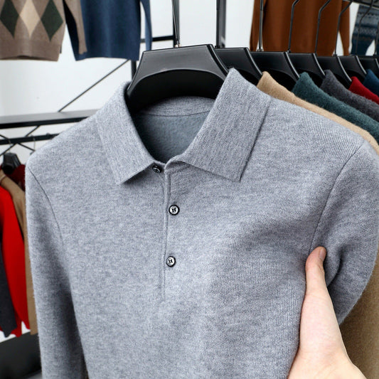 🔥Men's autumn and winter new men's business cashmere knitted polo