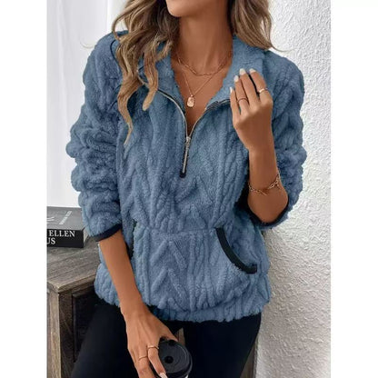 🍁New Fall Collection-Half-Zip Fuzzy Pocket Sweatshirt