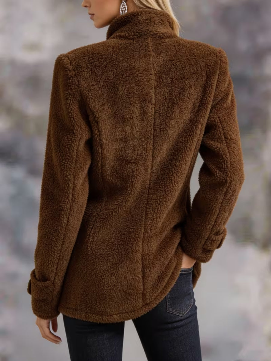CLEARANCE SALE🔥 Casual Solid Color Long Sleeve High Neck Women'S Versatile Plush Coat