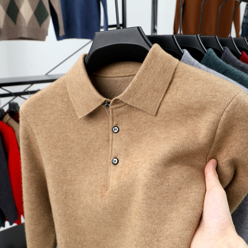 🔥Men's autumn and winter new men's business cashmere knitted polo