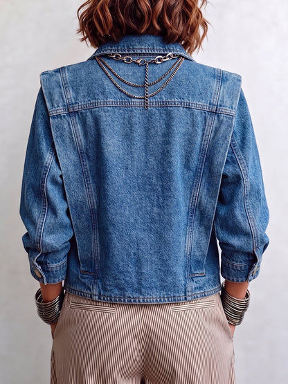 🌿🌿LAST DAY SAVE 49%🔥Statement Gold-Button Denim Jacket