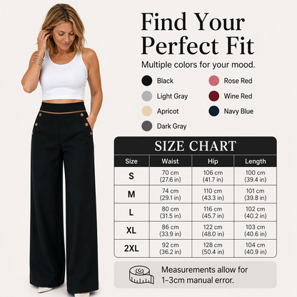 🌿🌿Limited-time offer-Must-Have👖 Contrast-Trim Wide-Leg Pants – legant Drape & Flattering High-Rise