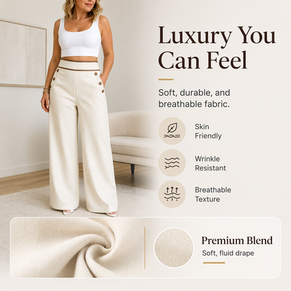 🌿🌿Limited-time offer-Must-Have👖 Contrast-Trim Wide-Leg Pants – legant Drape & Flattering High-Rise