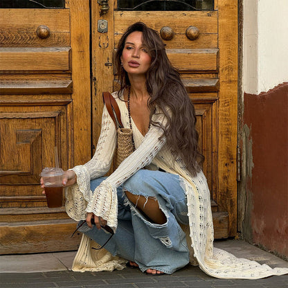 🍁New Fall Collection Women's Crochet Hollow Out Long Cardigan