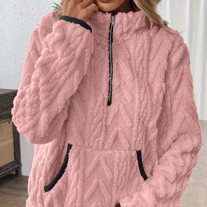 🍁New Fall Collection-Half-Zip Fuzzy Pocket Sweatshirt