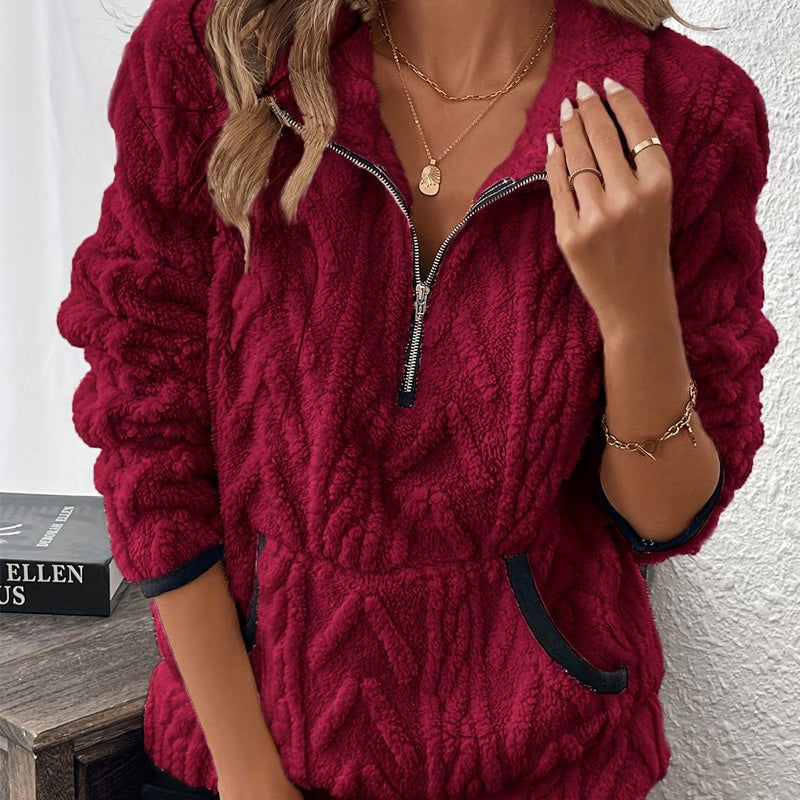 🍁New Fall Collection-Half-Zip Fuzzy Pocket Sweatshirt